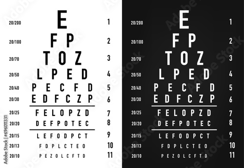 Poster for vision testing in ophthalmic study with which the doctor. Art design medical poster with sign. Concept graphic element for ophthalmic test for visual examination. Vector illustration photo