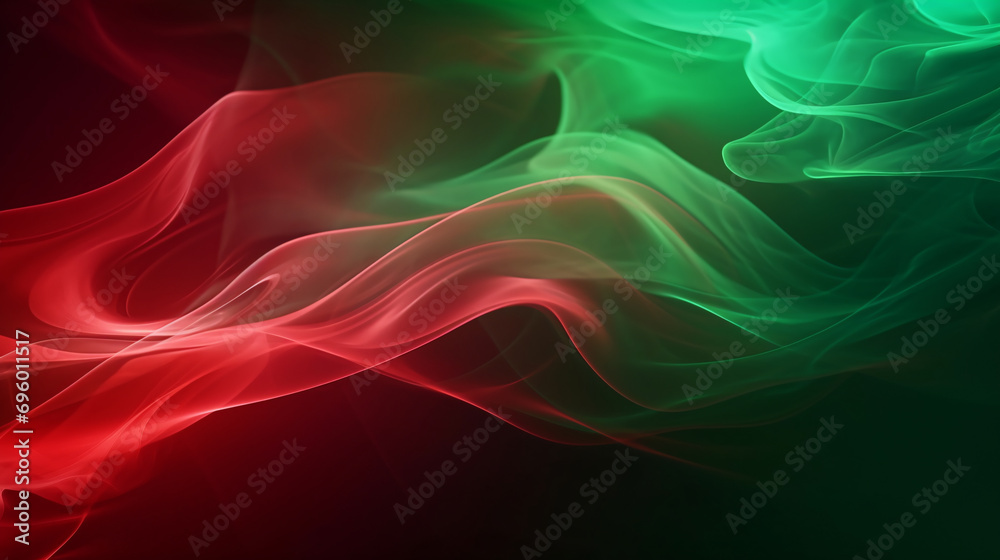 Abstract green and red steam or smoke cloud, background wallpaper