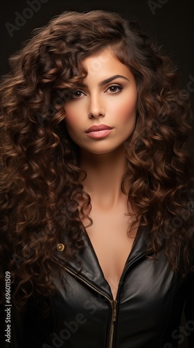Beautiful Young Brunette with Luxurious Curly Hair