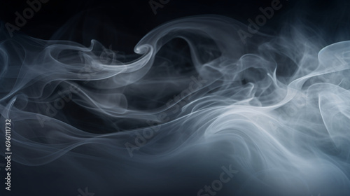 Abstract white steam or smoke cloud against a black background, background wallpaper 