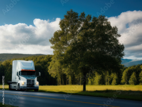  Hydrogen gas tank trailer truck on the road, Hydrogen renewable energy, Energy Hydrogen gas transportation