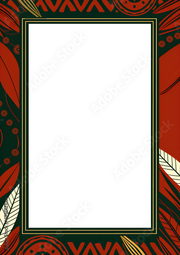 Tribal style frame ornamental template design with space for text, Color palette theme of Black history month , Flat design illustration, Birthday card, Flyer, Postcard