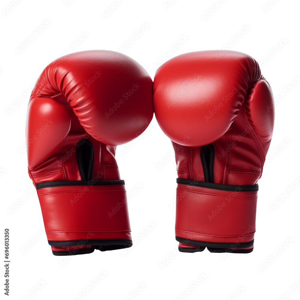 two red boxing gloves isolated. boxing gloves Isolated on transparent