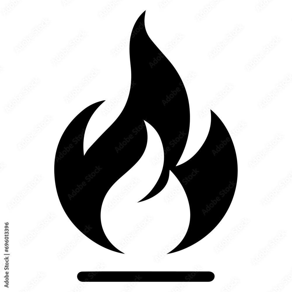 Fire Flame Icon vector art illustration, Minimal Flame Icon black color silhouette Fire Flame Icon vector art illustration, Minimal Flame Icon black color silhouette