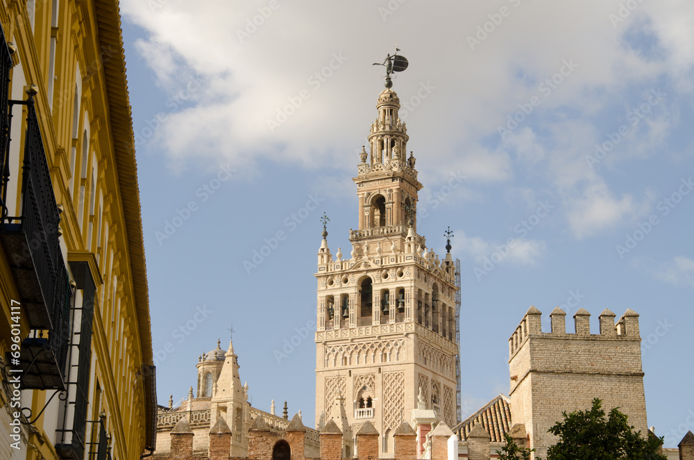 Detail of the Giralda. Seville. Andalusia. Spain.