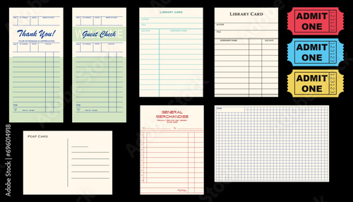 Vintage Receipts and Print Ephemera in vector format EPS (ID: 696014918)