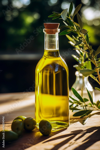 Generative Ai illustration of extra virgin olive oil bottle