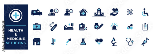 health and medicine set icons vector template
