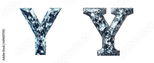 diamond alphabet - letter Y - 3D isolated transparent background PNG - cristal letter Y from the alphabet - Glass Y letter