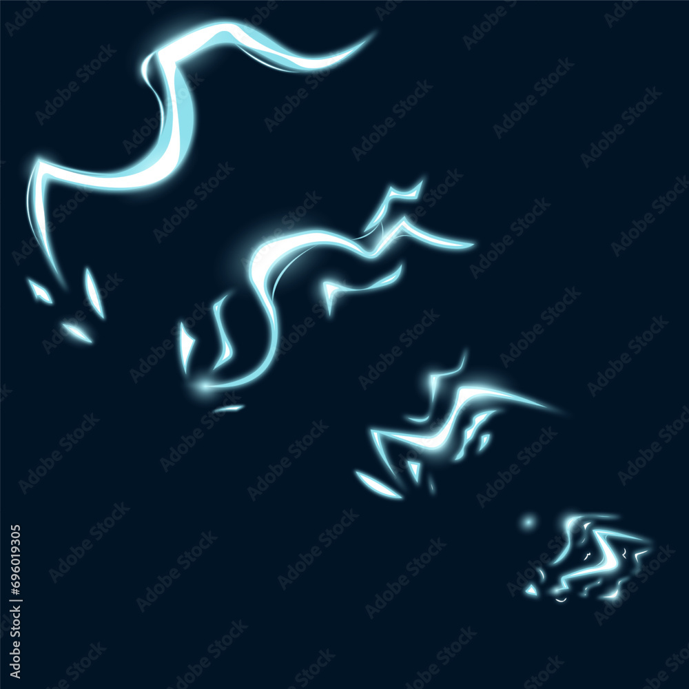 Fototapeta premium Animation of the effect of lightning and electric sparks. Lightning vector illustration design in cartoon style. Set of lightning and electric sparks effect