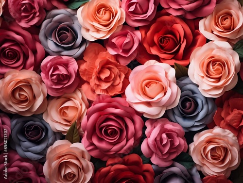 Roses flowers background, AI generator
