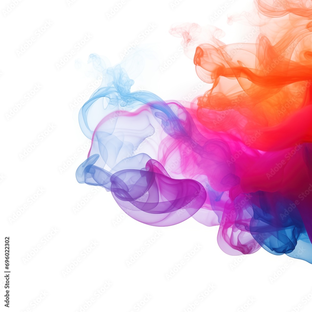 Obraz premium Abstract colorful smoke on a white background, for design and decoration. Generative ai