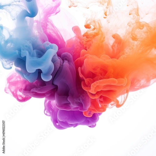 Abstract colorful smoke on a white background, for design and decoration. Generative ai