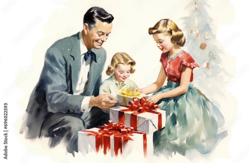 a couple gives presents to their child christmas a couple gives presents to their child christmas