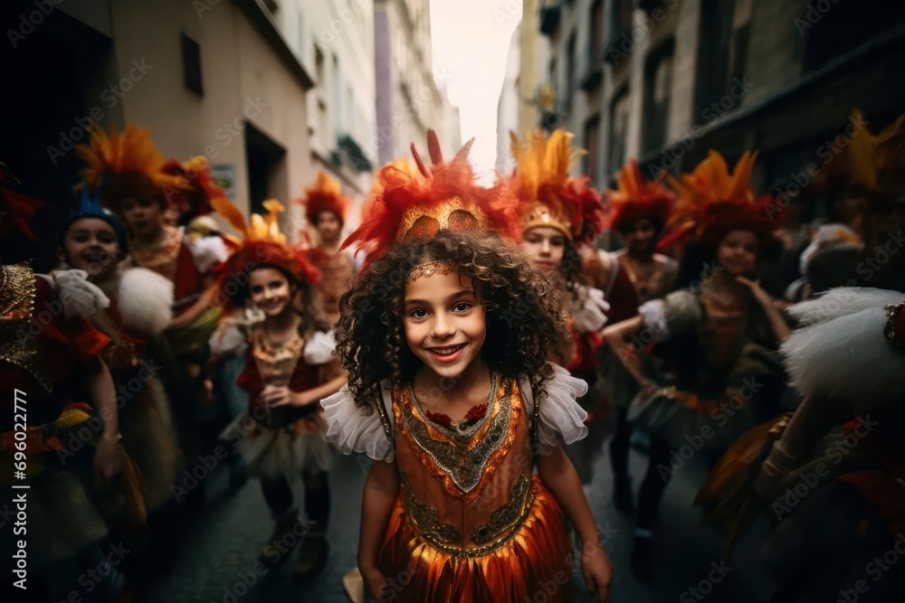 Children in costume at carnival parade.