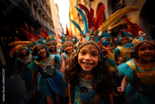 Children in costume at carnival parade.