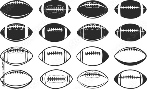 American football silhouette, Rugby ball silhouette, Football silhouette, American football ball svg, Rugby ball svg, Sports ball silhouette, American football svg, American football vector.