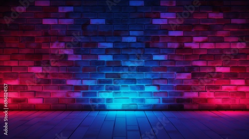 neon brick wall and floor background photo