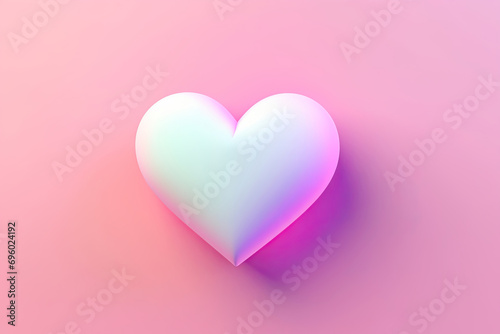 Valentine's day Pink heart on pastel gradient background