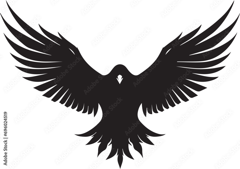 Fototapeta premium flying eagle vector black silhouette on white background