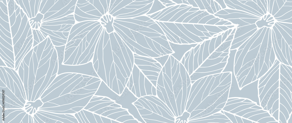 Vector abstract floral background with blue bluebell flowers and leaves. - obrazy, fototapety, plakaty 