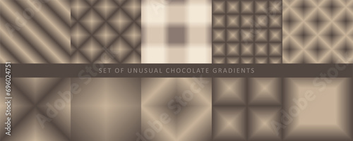 Set of vector unusual gradients in chocolate tones.