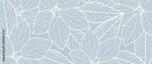 Vector abstract floral background with blue bluebell flowers and leaves.