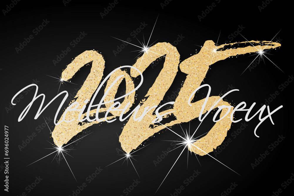 Bonne année meilleurs vœux 2025 vecteur pour affiche, bannière, salutation et célébration du