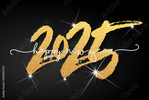 Happy new year - best wishes 2025 with colorful truncated number. Perfect vector for poster, banner, greeting and new year 2025 celebration.