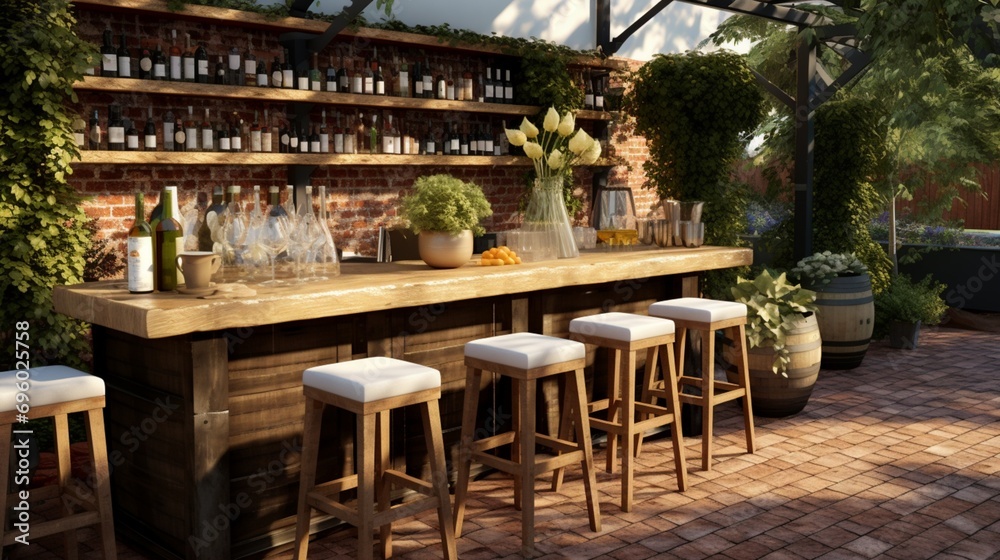 Chic outdoor wine bar with an assortment of glasses, inviting attendees to savor the moment