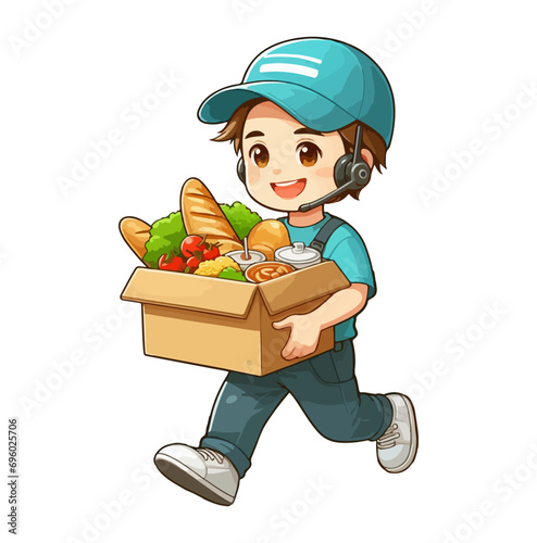 An industrious courier navigates bustling city streets, a determined stride in delivering parcels
