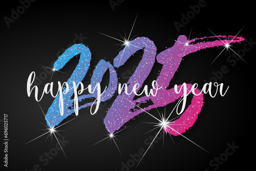 Happy new year - best wishes 2025 with colorful truncated number. Perfect vector for poster, banner, greeting and new year 2025 celebration.