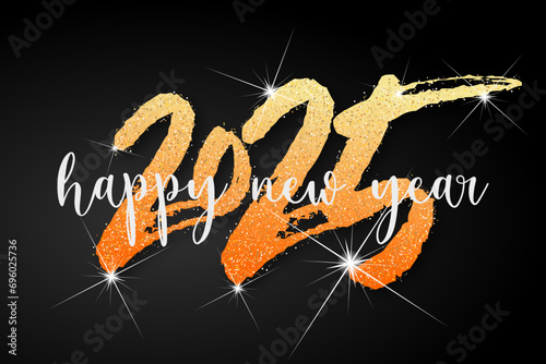 Happy new year - best wishes 2025 with colorful truncated number. Perfect vector for poster, banner, greeting and new year 2025 celebration.