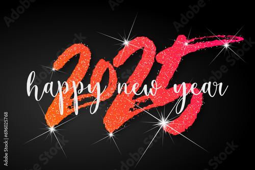 Happy new year - best wishes 2025 with colorful truncated number. Perfect vector for poster, banner, greeting and new year 2025 celebration.