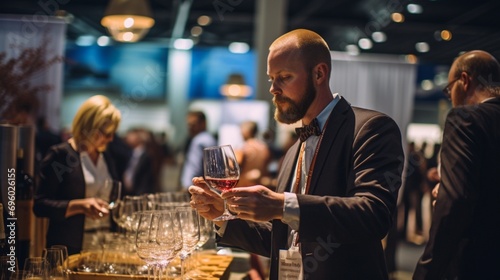 Crisp shot of a sommelier pouring a sample, embodying the expertise at Virginia Wine Expo photo