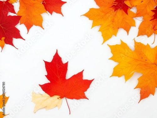 Autumn maple leaves isolated on white background. 3D illustration.