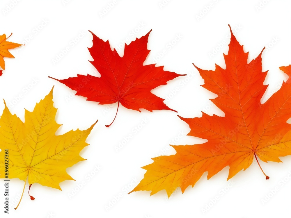 Autumn maple leaves isolated on white background. 3D illustration. Autumn maple leaves isolated on white background. 3D illustration.