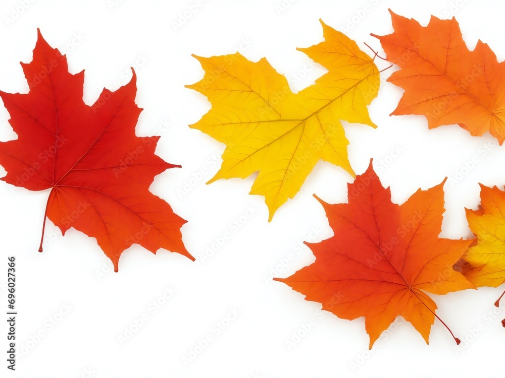 Autumn maple leaves isolated on white background. 3D illustration. Autumn maple leaves isolated on white background. 3D illustration.