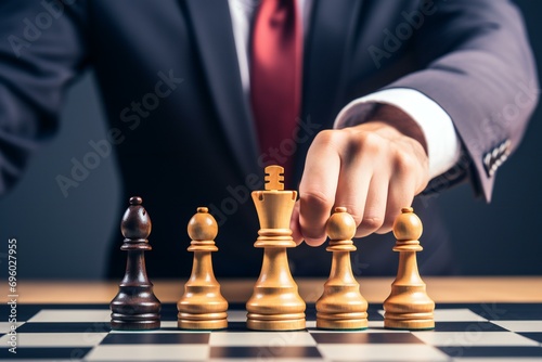 Chess pieces on a board, representing strategic thinking, competition, and the intellectual challenges inherent in the world of business