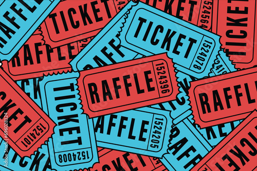 Red and blue raffle ticket vectors photo