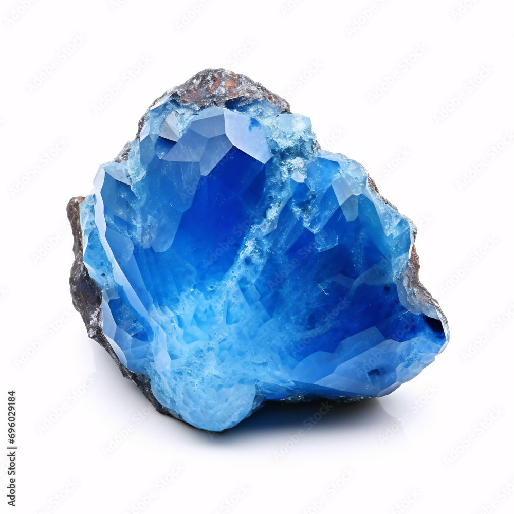A turquoise precious stone, secluded on a pallid backdrop, of geological origin, is depicted.