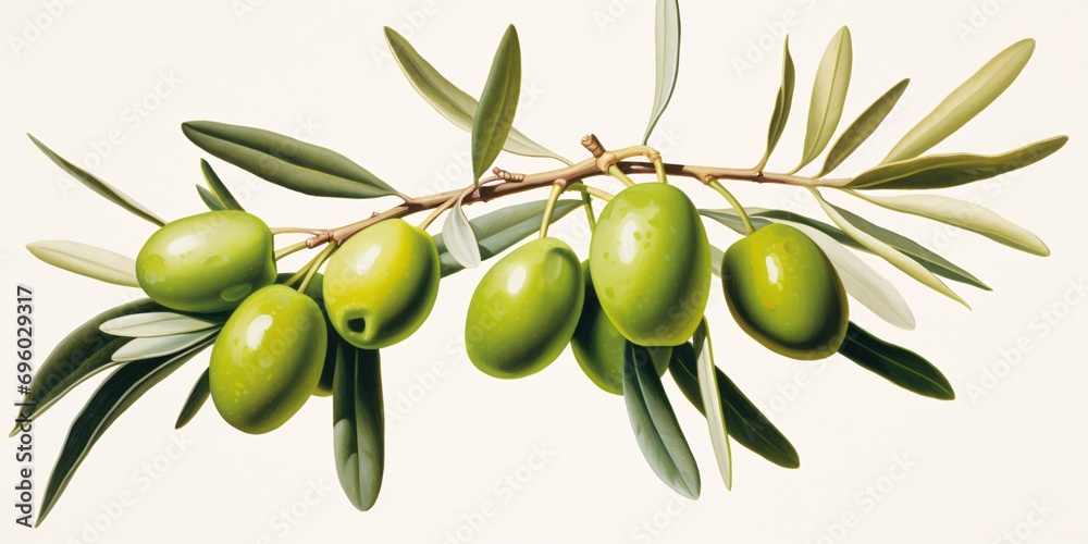 Green olives on an olive twig.