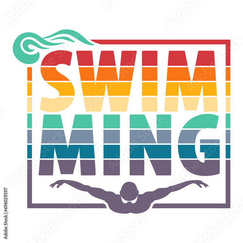 Swimming vintage retro sunset sports design. Design for sport lovers
