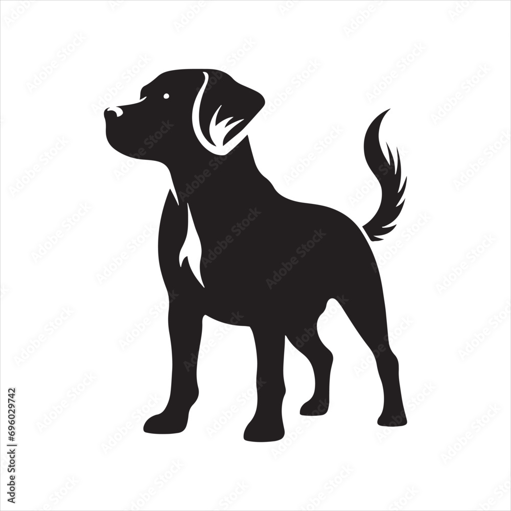 Dog Silhouette: Loving Doggy Poses, Furry Friends, and Wholesome Canine Shadows in Detailed Art - Minimallest black vector dog Silhouette
