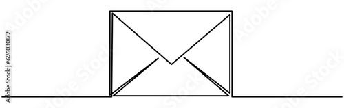 Envelope continuous line drawing. Email linear symbol. Vector illustration isolated on white.
