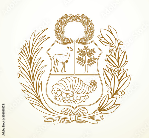 Coat of arms from the flag of Peru. Vector drawing icon
