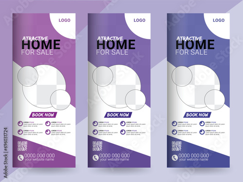 Roll up banner stand template design, blue banner layout, pull up, vector illustration, business flyer, display