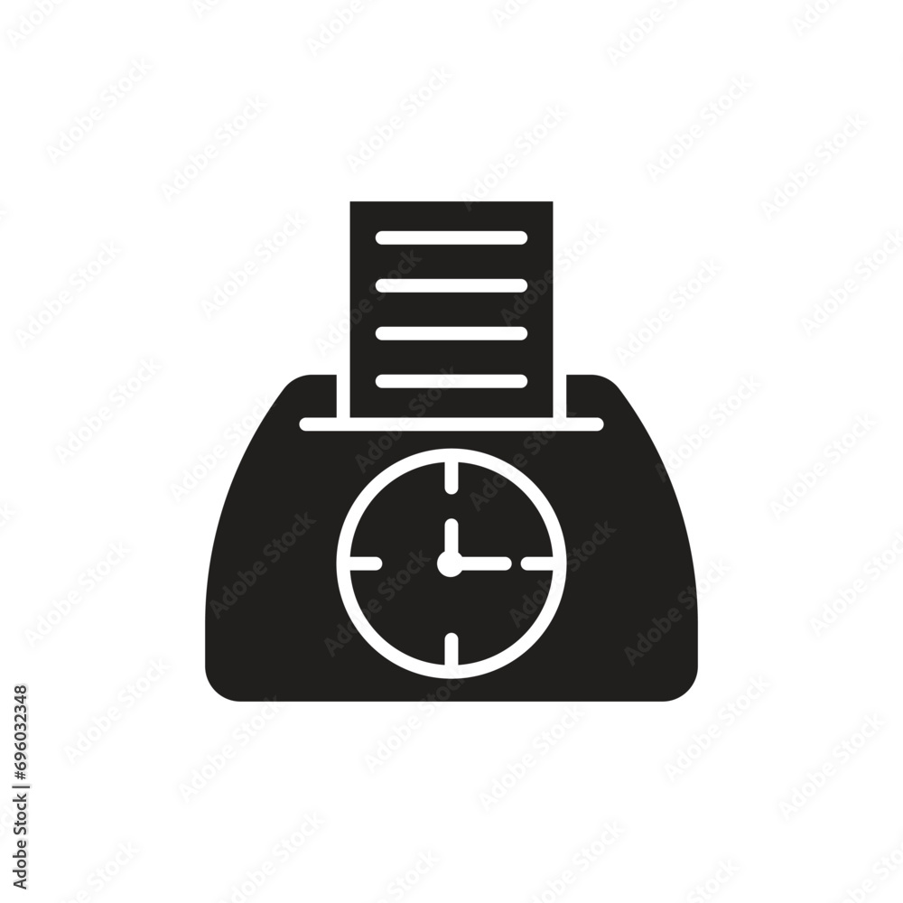 Time card icon, time card machine, isolated on white background, vector