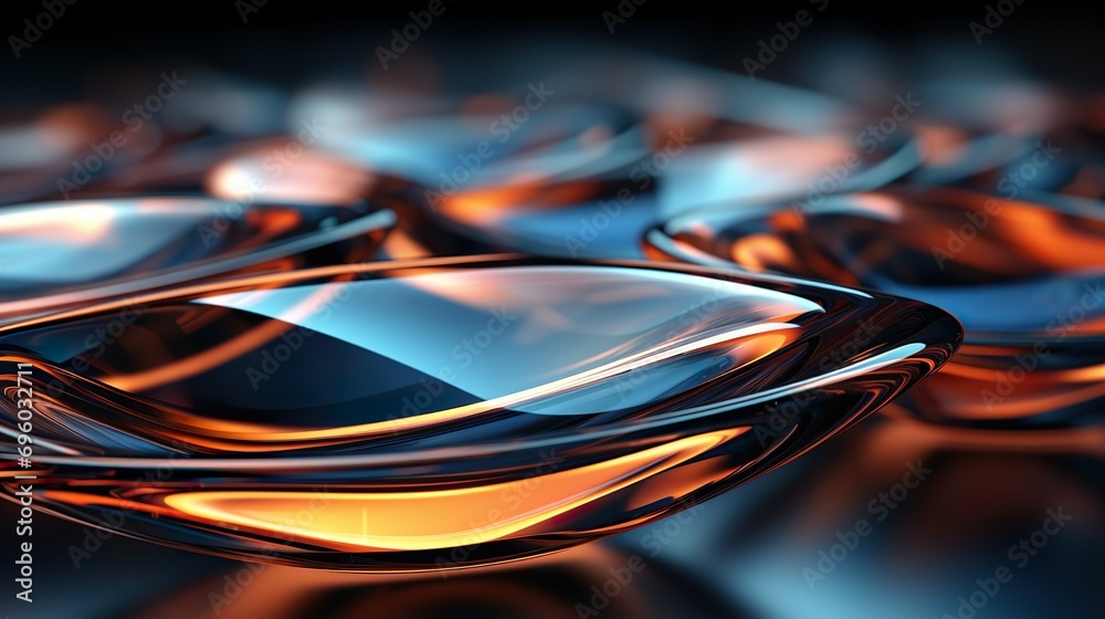 Fondo de formas geométricas de vidrios con reflejos coloridos . Ilustración 3d. Generado por IA. - obrazy, fototapety, plakaty 