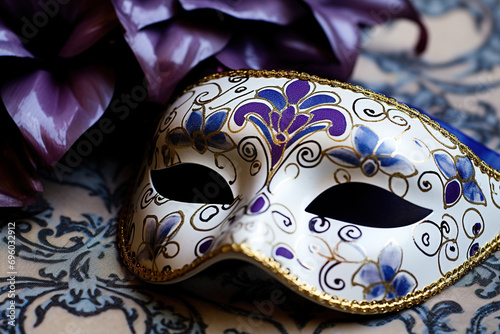 Close-up of Venetian masks. Bright Masks and Radiant Smiles. Carnival in All Its Splendour